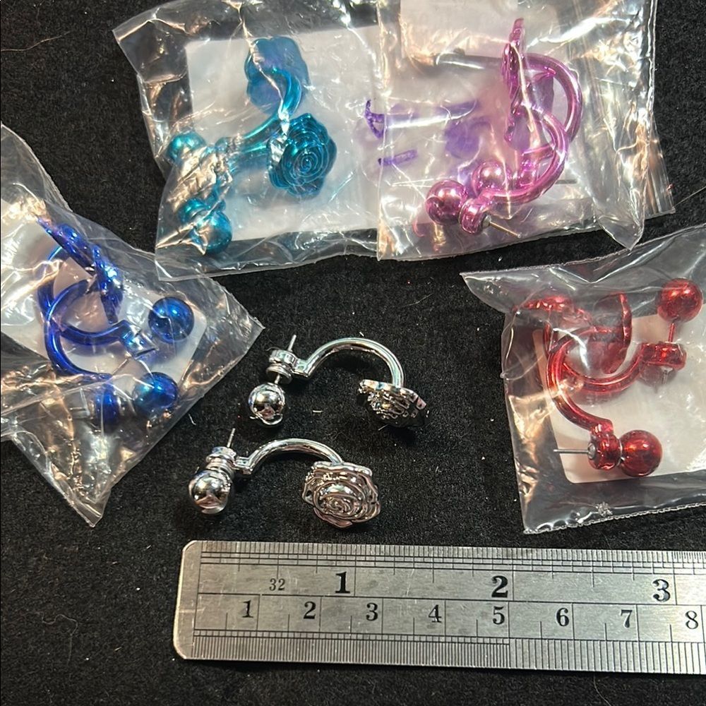 Colorful Rose Design Earrings Set